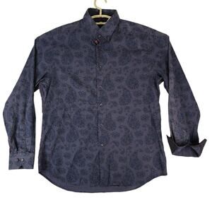 Fredrick Martin Shirt Mens Large Floral Long Sleeve Flip Cuff Button Down
